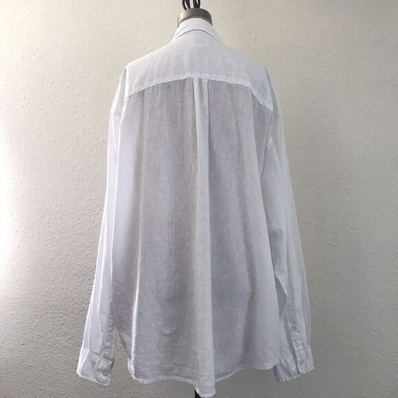 H&M White Linen Cotton Loose Fit Long Sleeve Collared Top Shirt NWOT - XXL - Picture 3 of 5